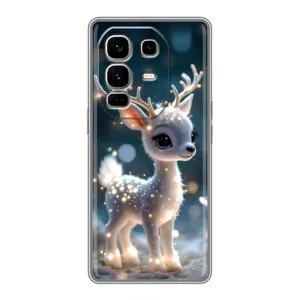Яскравий чохол для Infinix Note 50 Pro Plus з Зимові Оленята (Блискуче оленятко)