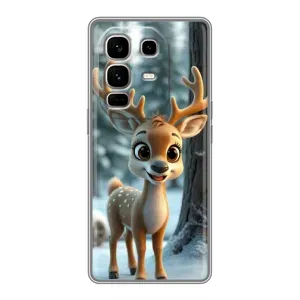 Яскравий чохол для Infinix Note 50 Pro Plus з Зимові Оленята (Оленятко в лісі)