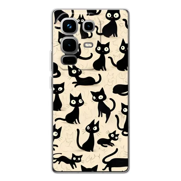 Чохол з принтом «Чорні коти» для Infinix Note 50 Pro