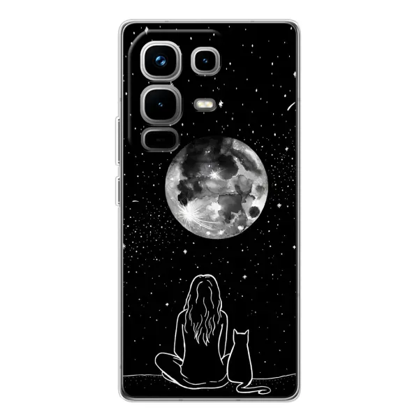 Чохол з принтом «Дівчина з котом» для Infinix Note 50 Pro