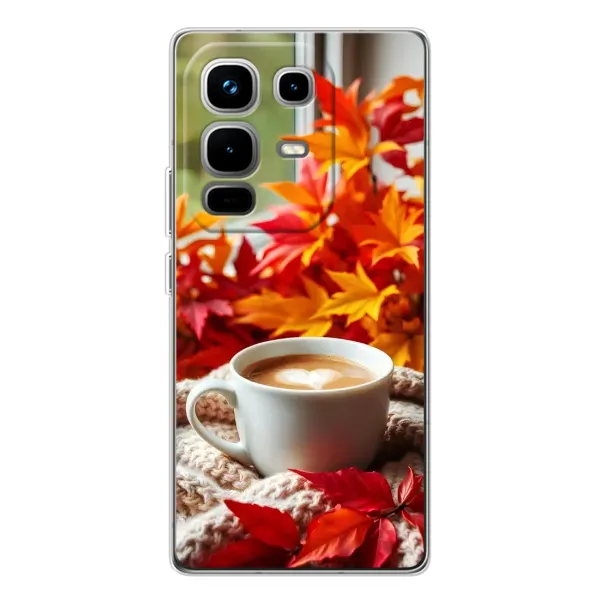 Чехол с принтом «Кофе и листья» для Infinix Note 50 Pro Чехол с принтом «Кофе и листья» для Infinix Note 50 Pro