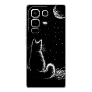 Чохол з принтом для Infinix Note 50 Pro (AlphaPrint) Модні коти (Котик і місяць)