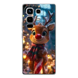 Яскравий чохол для Infinix Note 50 Pro з Зимові Оленята (Олень з шарфом)