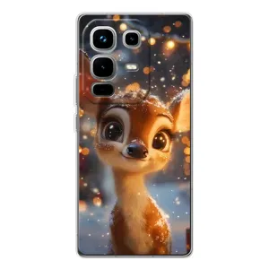Яскравий чохол для Infinix Note 50 Pro з Зимові Оленята (Оленятко серед гірлянд)
