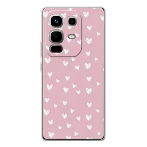 Чехол с розовым рисунком для Infinix Note 50 Pro (Сердечки на розовом)