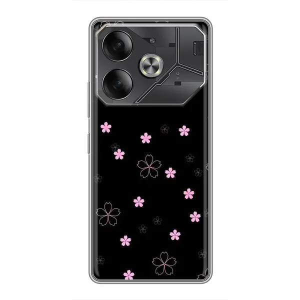 Чехол с принтом «Розовые цветы на черном» для Infinix Note 60 Ultra Чехол с принтом «Розовые цветы на черном» для Infinix Note 60 Ultra