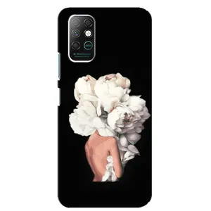 Чехлы (ART) Цветы на Infinix Note 8 (VPrint) (Белые цветы)