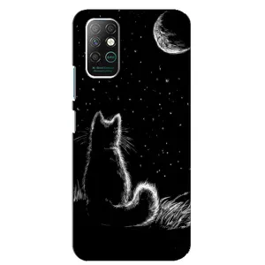 Чехол с принтом для Infinix Note 8 (AlphaPrint) Модные коты (Котик и луна)