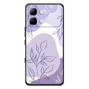 Силиконовый чехол с принтом в цветах на Infinix Note Edge (Фиолетовые листья абстракция)