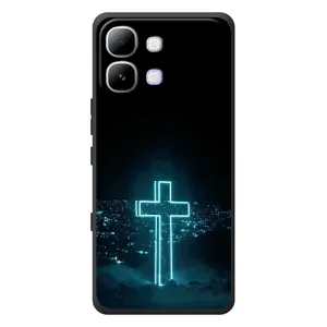 Чехол для Infinix Note Edge (AlphaPrint) - (Христианские) (Крест и город)