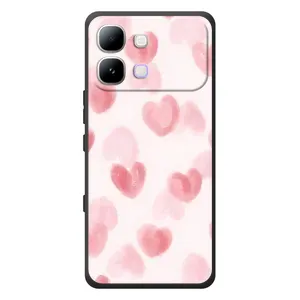 Чехол с розовым рисунком для Infinix Note Edge (Розовые сердечки)