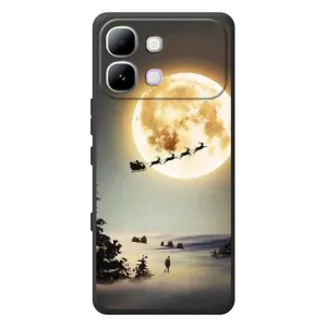 Новогодние, Праздничные Чехлы для Infinix Note Edge - 2024 год (Санта на луне)