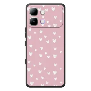Чехол с розовым рисунком для Infinix Note Edge (Сердечки на розовом)