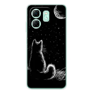 Чохол з принтом для Infinix Smart 10 HD (AlphaPrint) Модні коти (Котик і місяць)