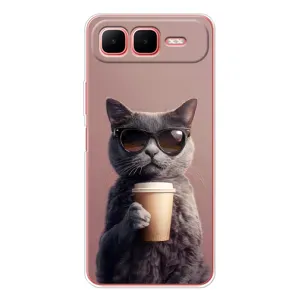 Чехол с принтом стильные животные для Смарт 10 Плюс (Кот с кофе)
