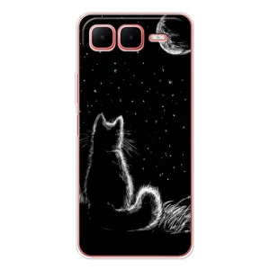 Чехол с принтом для Infinix Smart 10 Plus (AlphaPrint) Модные коты (Котик и луна)
