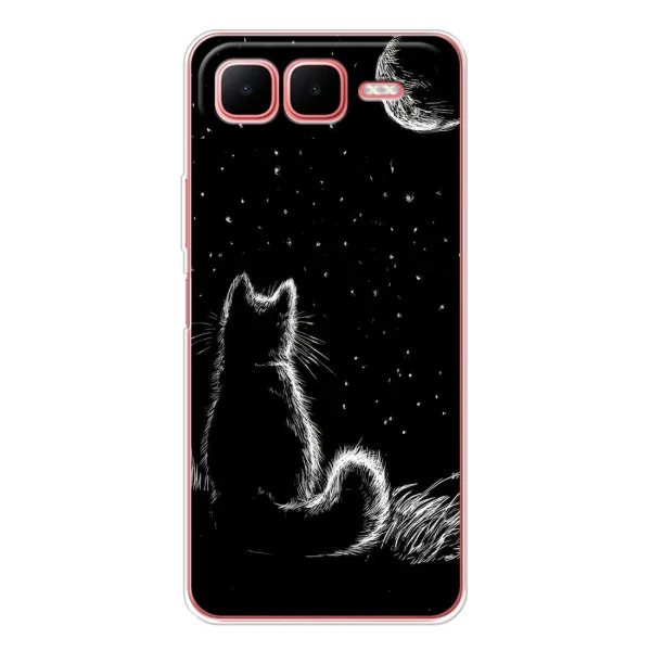 Чехол с принтом «Котик и луна» для Infinix Smart 10 Plus