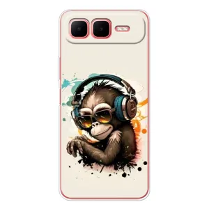 Чехол с Обезьянами Infinix Smart 10 Plus - (AlphaPrint) (Макака в наушниках)