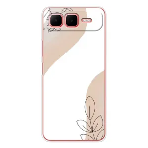 Силиконовый чехол с принтом в цветах на Infinix Smart 10 Plus (Нюдовая веточка абстракция)