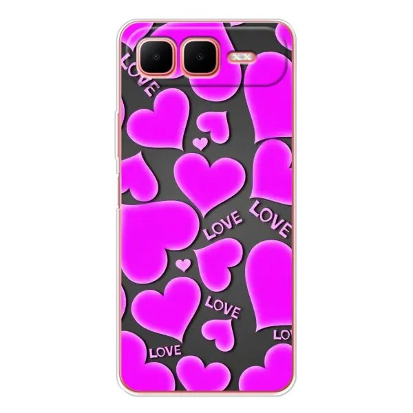 Чехол с принтом «Pink hearts» для Infinix Smart 10 Plus