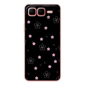 Чехол с розовым рисунком для Infinix Smart 10 Plus (Розовые цветы на черном)