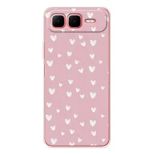 Чехол с розовым рисунком для Infinix Smart 10 Plus (Сердечки на розовом)
