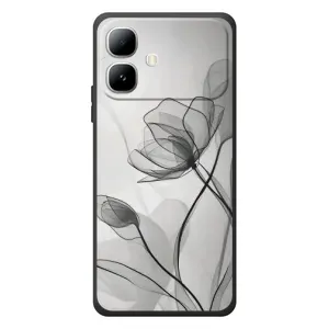 Чехол с цветочным принтом на Инфиникс Смарт 20 (Черные цветы)