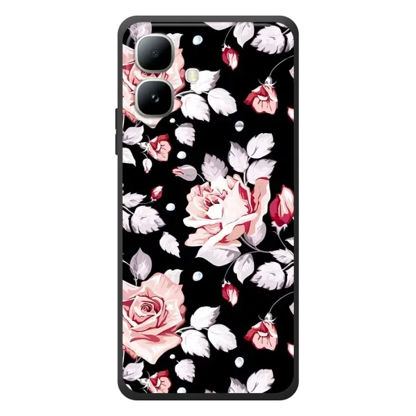Чохол з принтом «Квіти на чорному» для Infinix Smart 20