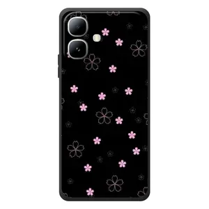 Чехол с розовым рисунком для Infinix Smart 20 (Розовые цветы на черном)