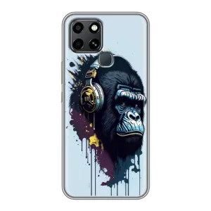 Чохол з Мавпами Infinix Smart 6 - (AlphaPrint) (Горила в навушниках)