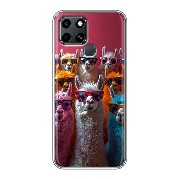 Чехол с принтом «Ламы в очках» для Infinix Smart 6