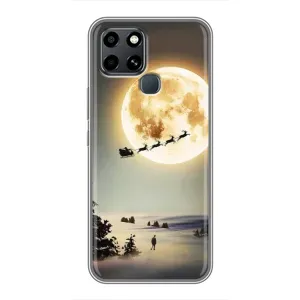 Новорічні, Святкові Чохли для Infinix Smart 6 - 2024 год (Санта на місяці)