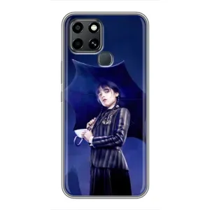 Чохли Венсдей на Infinix Smart 6 Уенсдей (AlphaPrint) (Венздей з парасолькою)
