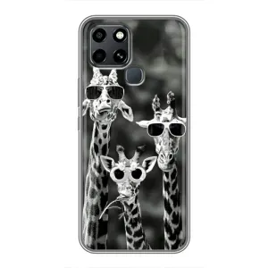 Силіконовий чохол з КАРТИНКАМИ літо для Infinix Smart 6 (AlphaPrint) (Жирафи в окулярах)