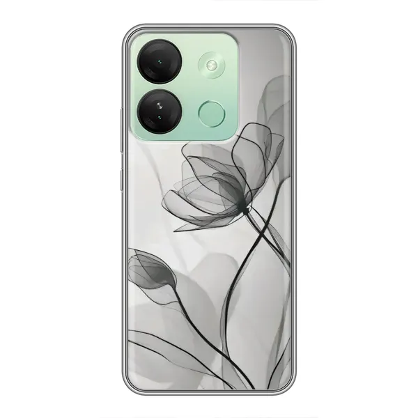 Чехол с принтом «Черные цветы» для Infinix Smart 7 HD