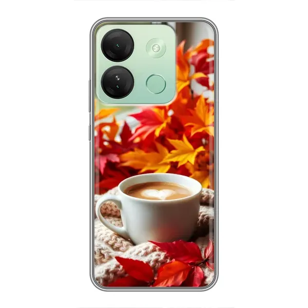 Чехол с принтом «Кофе и листья» для Infinix Smart 7 HD