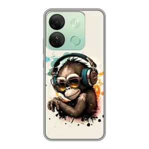 Чохол з Мавпами Infinix Smart 7 HD - (AlphaPrint) (Макака в навушниках)