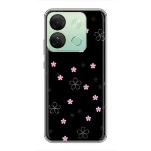 Чохол з розовим принтом для Infinix Smart 7 HD (Рожеві квіти на чорному)