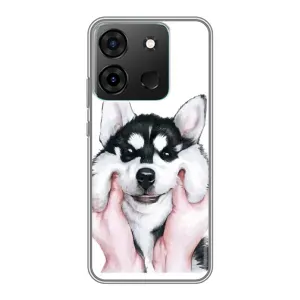 Чехол с Хаски для Infinix Smart 7 - (AlphaPrint) (Хаски улыбака)
