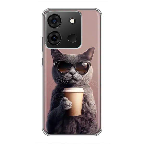 Чехол с принтом «Кот с кофе» для Infinix Smart 7