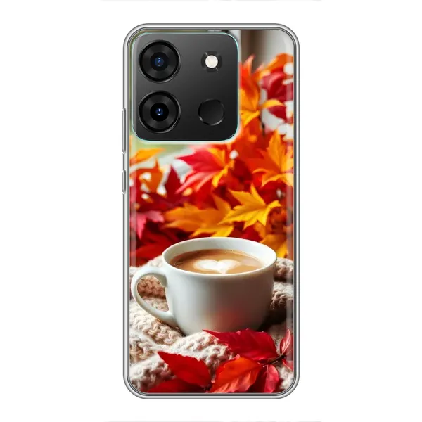 Чохол з принтом «Кава та листя» для Infinix Smart 7 Чохол з принтом «Кава та листя» для Infinix Smart 7