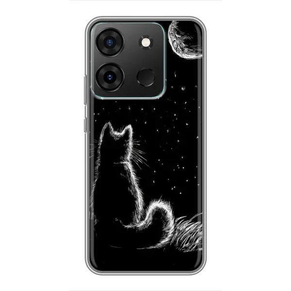 Чехол с принтом «Котик и луна» для Infinix Smart 7 Чехол с принтом «Котик и луна» для Infinix Smart 7