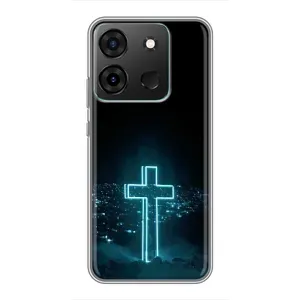 Чехол для Infinix Smart 7 (AlphaPrint) - (Христианские) (Крест и город)