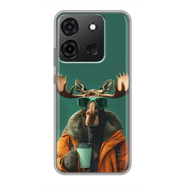 Чехол с принтом «Лось с кофе» для Infinix Smart 7