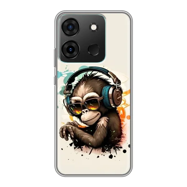 Чохол з принтом «Макака в навушниках» для Infinix Smart 7