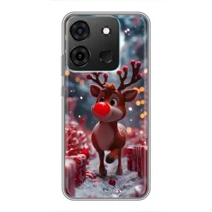 Яркий чехол для Infinix Smart 7 с Зимними Оленятами (Олень среди подарков)