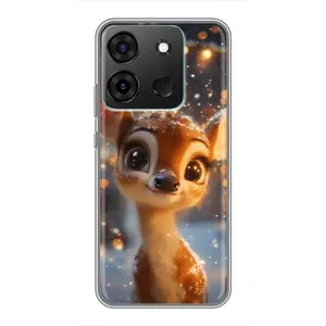 Яркий чехол для Infinix Smart 7 с Зимними Оленятами (Олененок среди гирлянд)