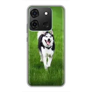 Чехол с Хаски для Infinix Smart 7 - (AlphaPrint) (Радостный Хаски)