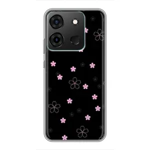 Чохол з розовим принтом для Infinix Smart 7 (Рожеві квіти на чорному)