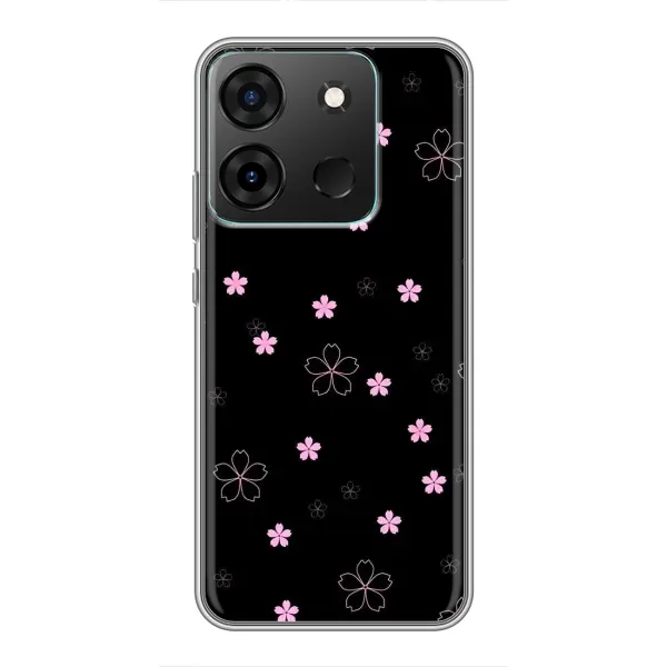 Чохол з принтом «Рожеві квіти на чорному» для Infinix Smart 7 Чохол з принтом «Рожеві квіти на чорному» для Infinix Smart 7